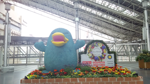 大阪駅「クロッシングフラワーフェスティバル」でイコやんズッシング